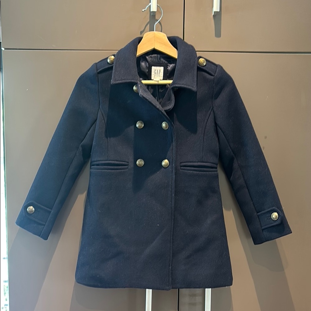 GAP Blue and Gold Peacoat with Wide Lapels